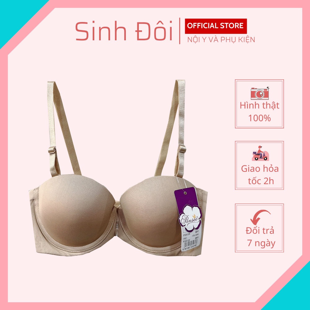 Áo ngực nữ có gọng nâng ngực Pensee 9529 mút vừa màu trơn cúp ngang thoải mái thoáng mát size 34-36-38-40