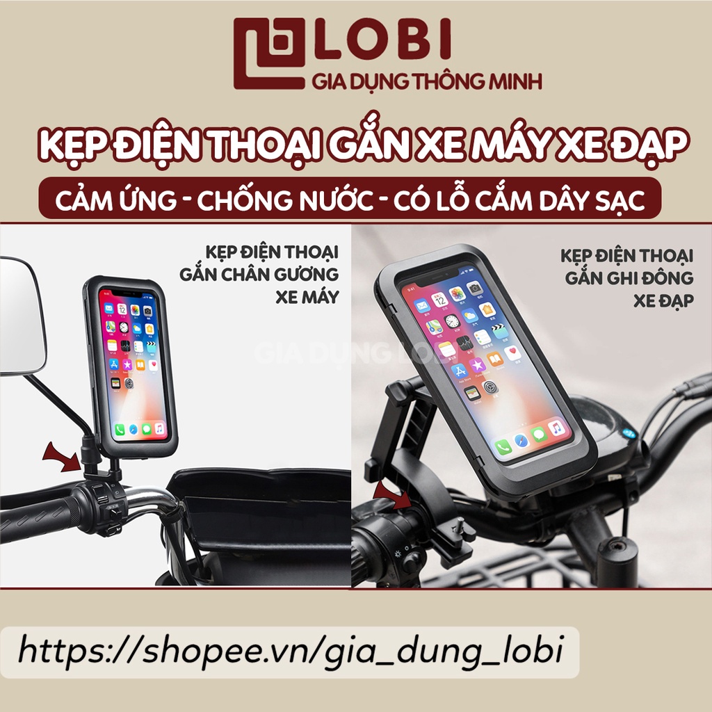 Giá đỡ điện thoại xe máy gắn chân gương/ ghi đông motowolf kẹp điện thoại xe máy màn hình cảm ứng chống nước