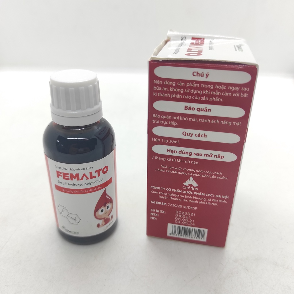 FEMALTO - BỔ SUNG SẮT HỮU CƠ DẠNG LỎNG lọ 30ml cho bầu