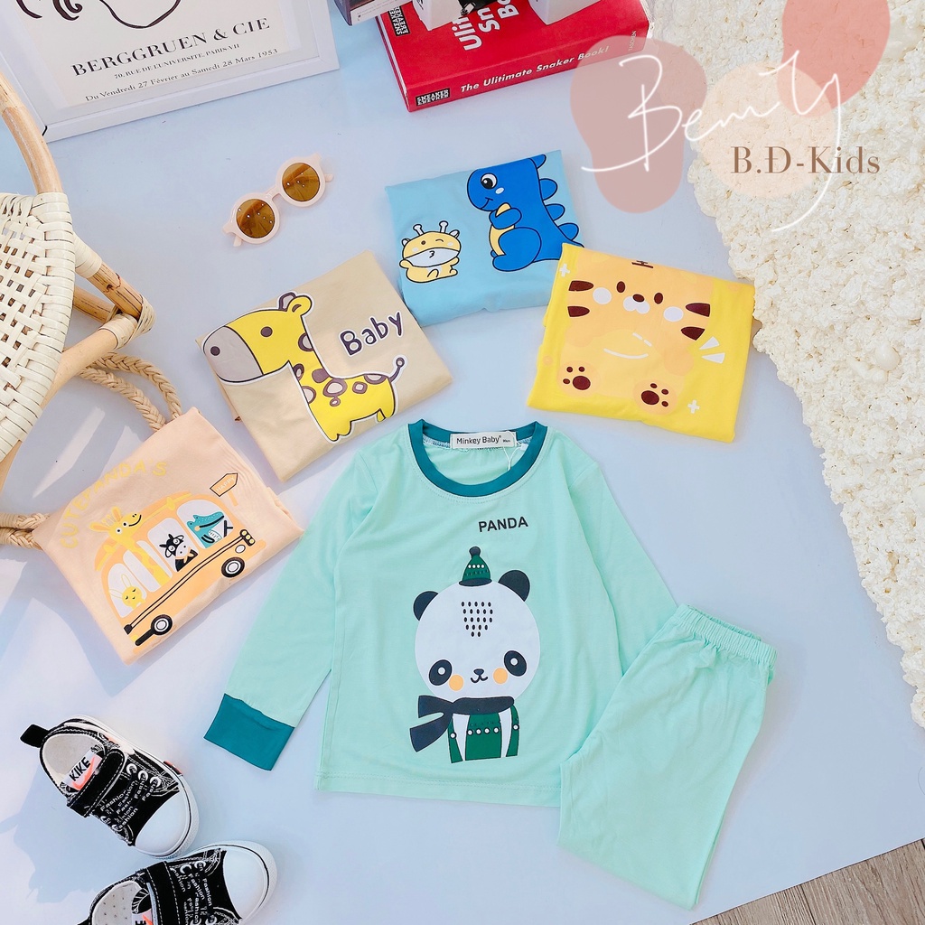 Bộ Dài Tay THUN LẠNH MINKY MOM In Hình Động Vật Cute Cho Bé Trai, Bé Gái