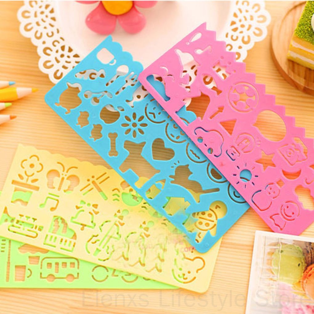 Set 4 khuôn vẽ họa tiết trang trí xinh xắn