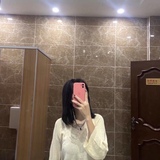 (Sẵn be) Áo len mỏng dáng thụng basic Hàn Quốc
