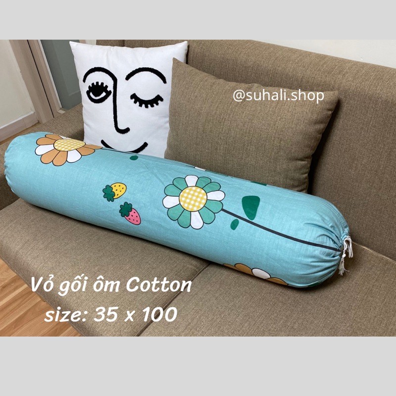 Vỏ gối ôm lẻ chất cotton, poly, đũi các loại - size 35 x 100, dây rút 2 đầu