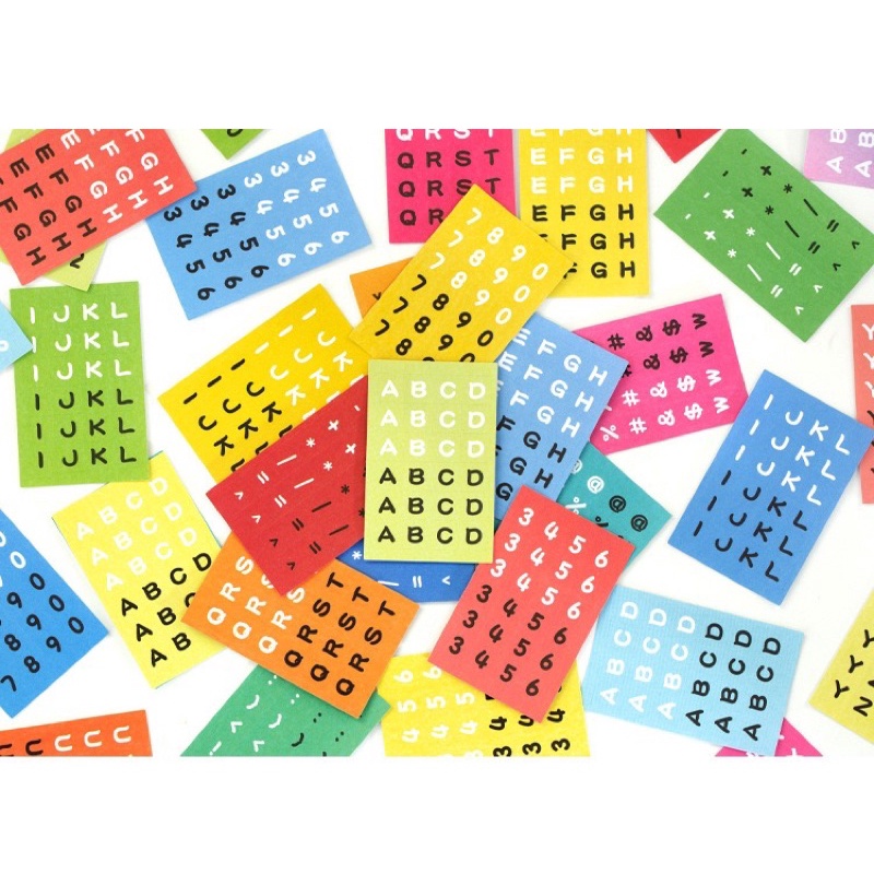 Set 48 tấm sticker chữ cái alphabet nhiều màu pastel, bảng chữ số dán take note