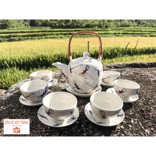 Ấm chén bát tràng 🍀 𝗙𝗥𝗘𝗘 𝗦𝗛𝗜𝗣 🍀 Bộ Ấm trà Sứ Bát Tràng vẽ tay CHUỒN CHUỒN - chất liệu gốm sứ cao cấp, bền bỉ
