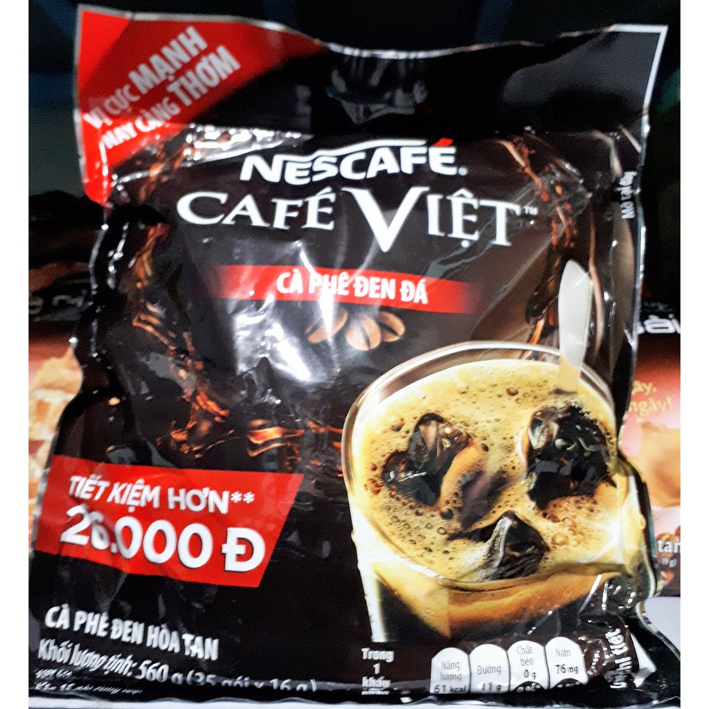 Nestle Cafe Việt - 35 gói tặng thêm 2 gói(Cà phê đen đá) DATE MỚI