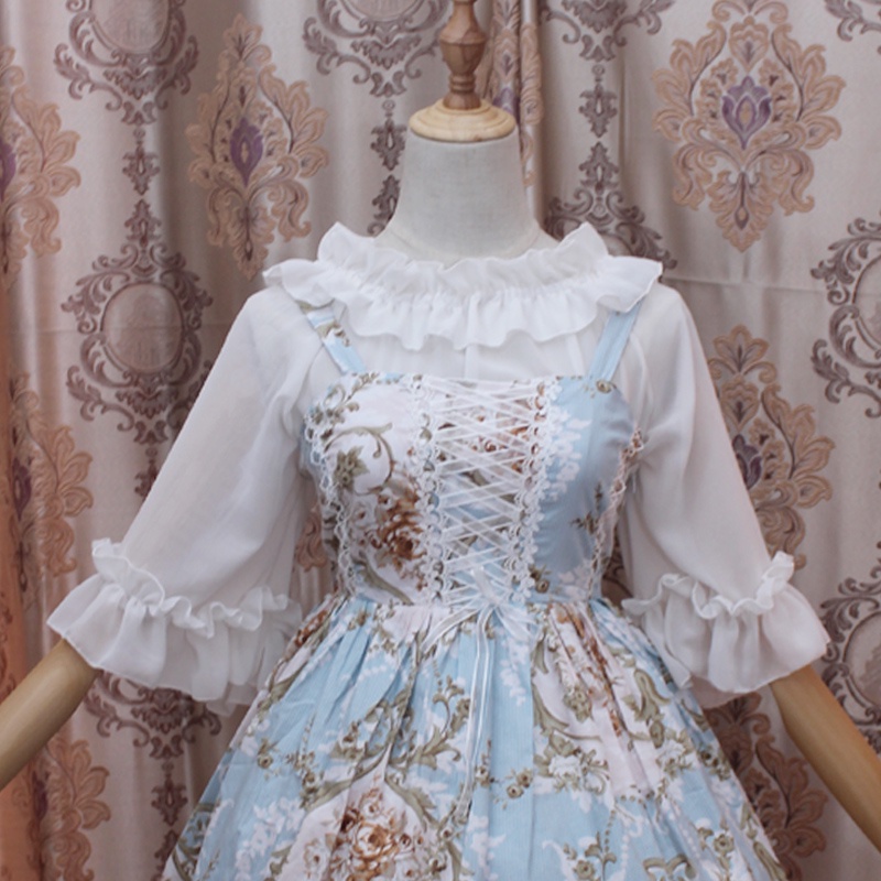 Sẵn -Aó sơ mi tay ngắn kết hợp cùng JSK lolita