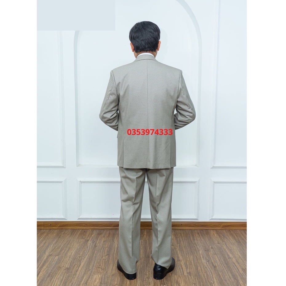 Bộ Vest Nam Trung Niên.vest Trung Tuổi dáng suông hai khuy