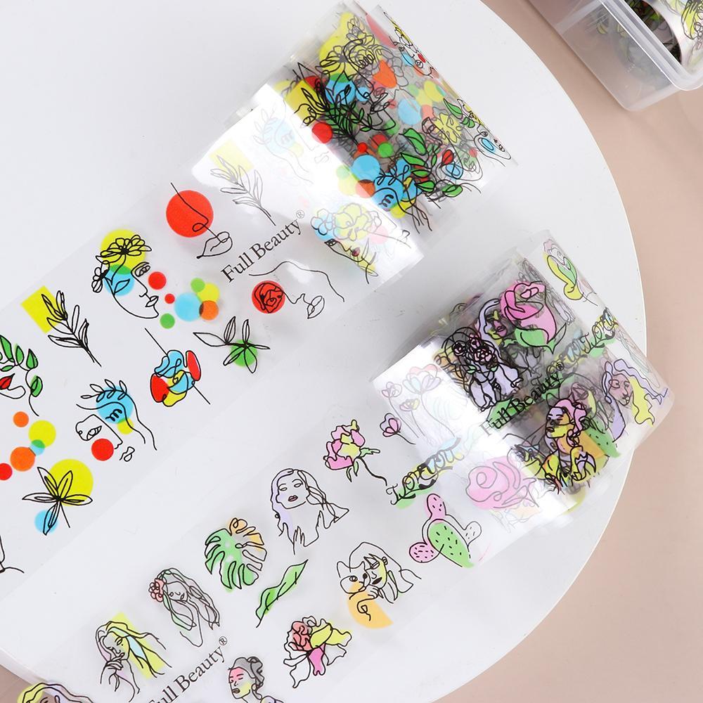Set 10 Tấm Lá Nhôm Chuyển Đổi Đường Xăm Hình Trang Trí Móng Tay HS