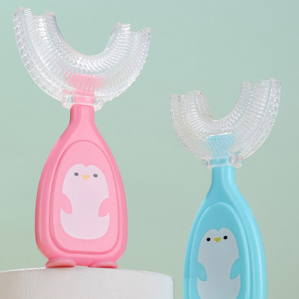 [Hàng mới về] Bàn chải đánh răng hình chữ U bằng silicon thiết kế lông mềm chăm sóc răng miệng cho bé 2-12 tuổi