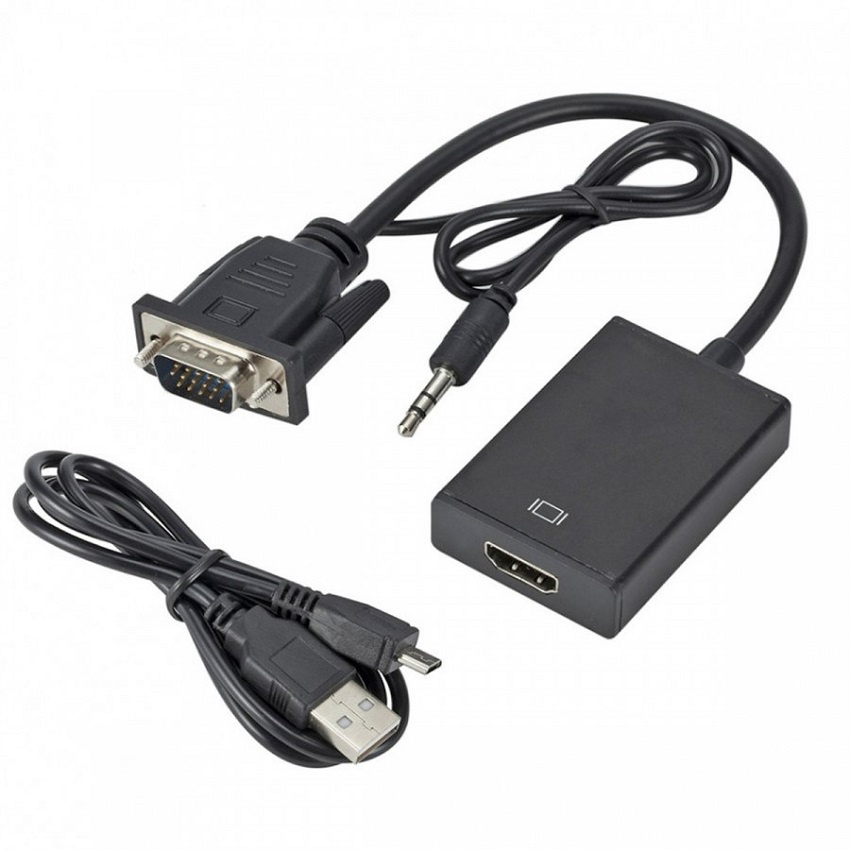 Cáp chuyển đổi từ VGA sang HDMI có Audio giá rẻ VGA TO HDMI Utech chính hãng có âm thanh ARIGATO