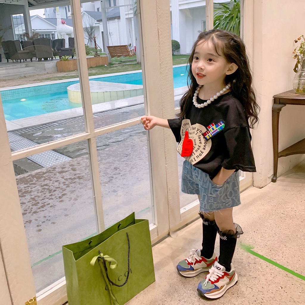 Áo Thun Tay Ngắn Chất Liệu 100% Cotton Nguyên Chất 2022 Thời Trang Mùa Hè Mới Cho Bé Gái