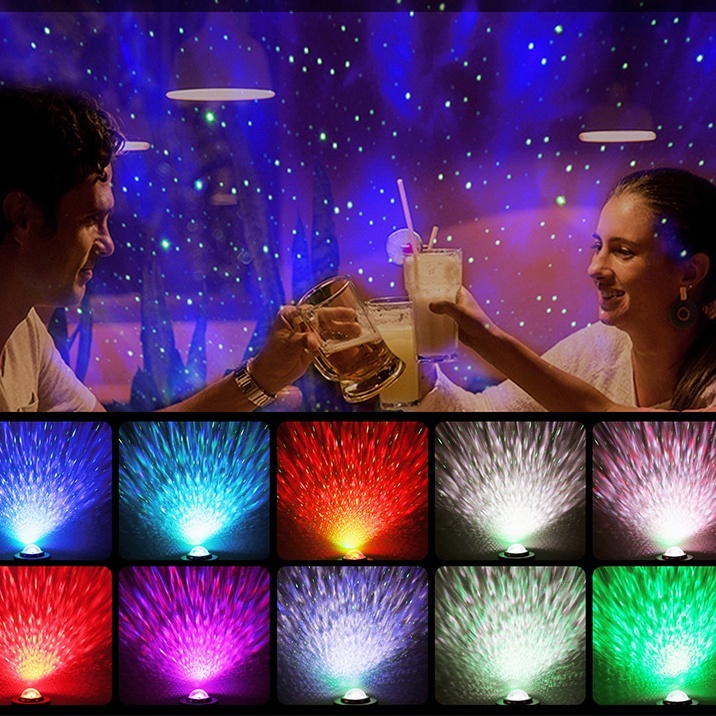 Đèn LED chiếu hình vì sao / sóng biển cho ban đêm lãng mạn đầy màu sắc