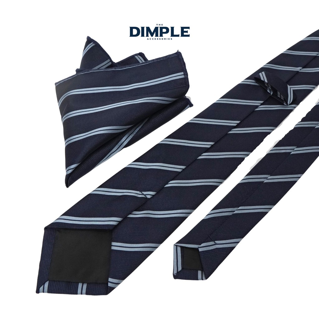 Cà vạt nam xanh sọc xám The Dimple Accessories ST65