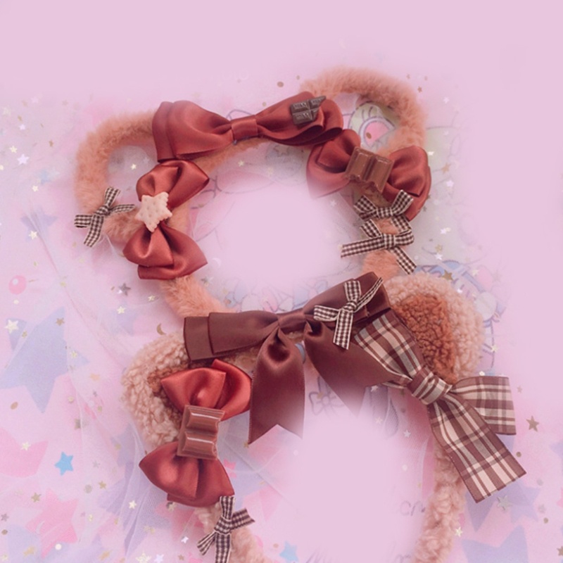 Băng Đô Tai Mèo Đính Lông Xù Phong Cách Lolita Đáng Yêu