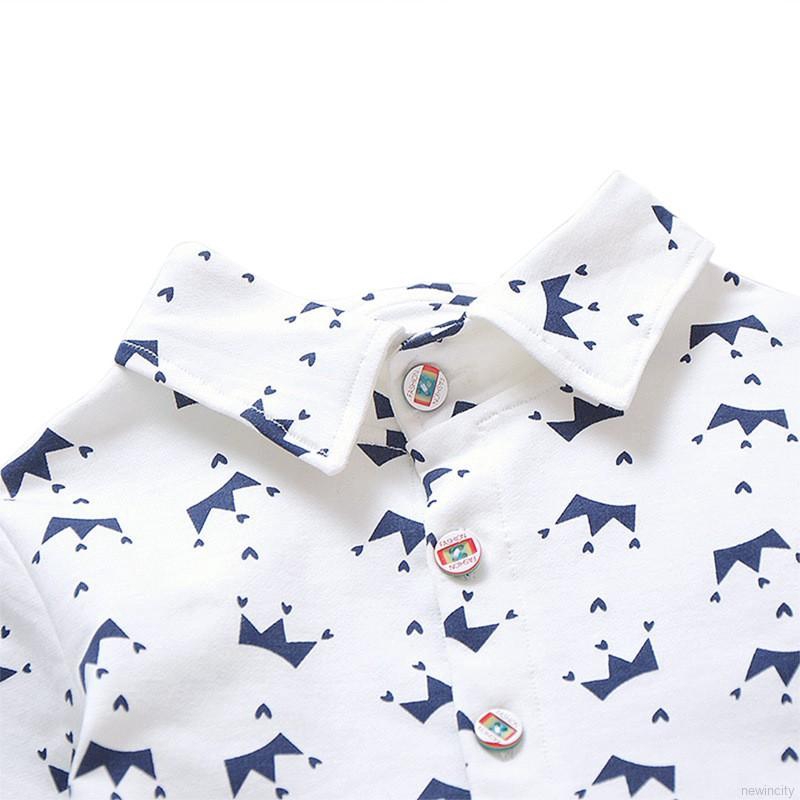 Set áo thun tay dài hoạ tiết vương miện + Quần jeans cho bé trai