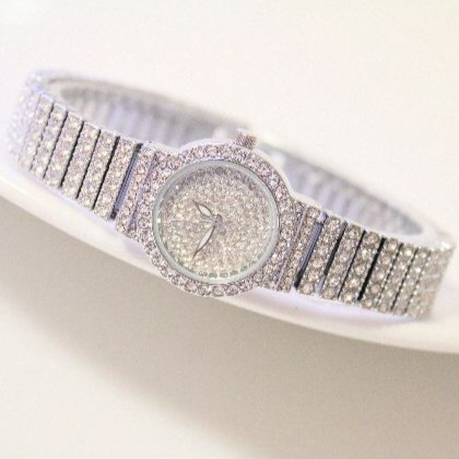 Đồng hồ nữ Beesister BS dây kim loại mặt nhỏ đính đá style Hàn Quốc + Tặng kèm hộp đồng hồ sang trọng