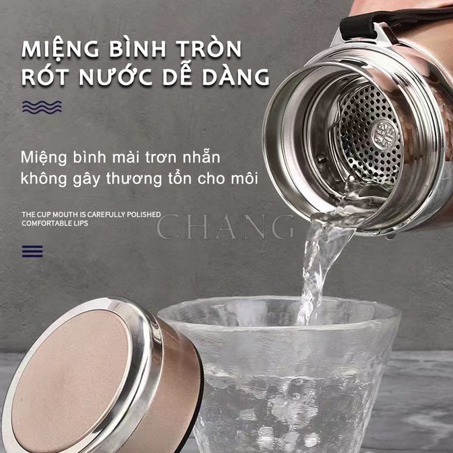 Bình Giữ Nhiệt Nóng Lạnh GOOD VACCUM Lõi Thép Inox 304 Kèm Bộ Lọc Bình Chân Không Cách Nhiệt Thể Thao Bằng Thép Không Gỉ