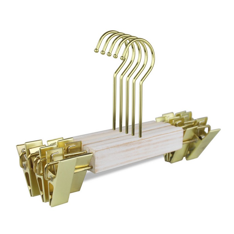 Móc Kẹp Gỗ Trắng Đầu Kẹp Vàng 32cm