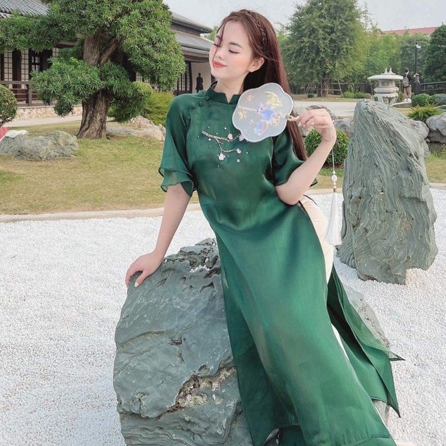 Áo Dài Tết Voon Tơ 4 tà May Sẵn