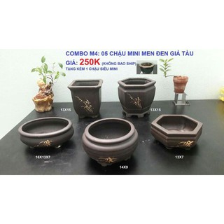 combo  như hình  chậu  bonsai  men  giả tàu Bát Tràng..