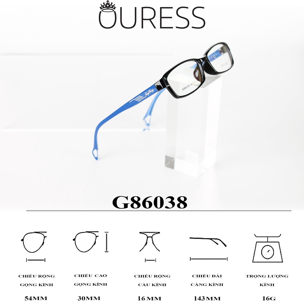 Gọng kính nhựa 86038 thời trang nam nữ cá tính siêu bền OURESS