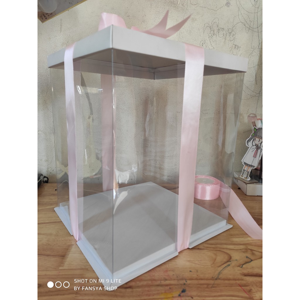 Hộp bánh gato nhựa trong suốt size 28x28 cao 35cm