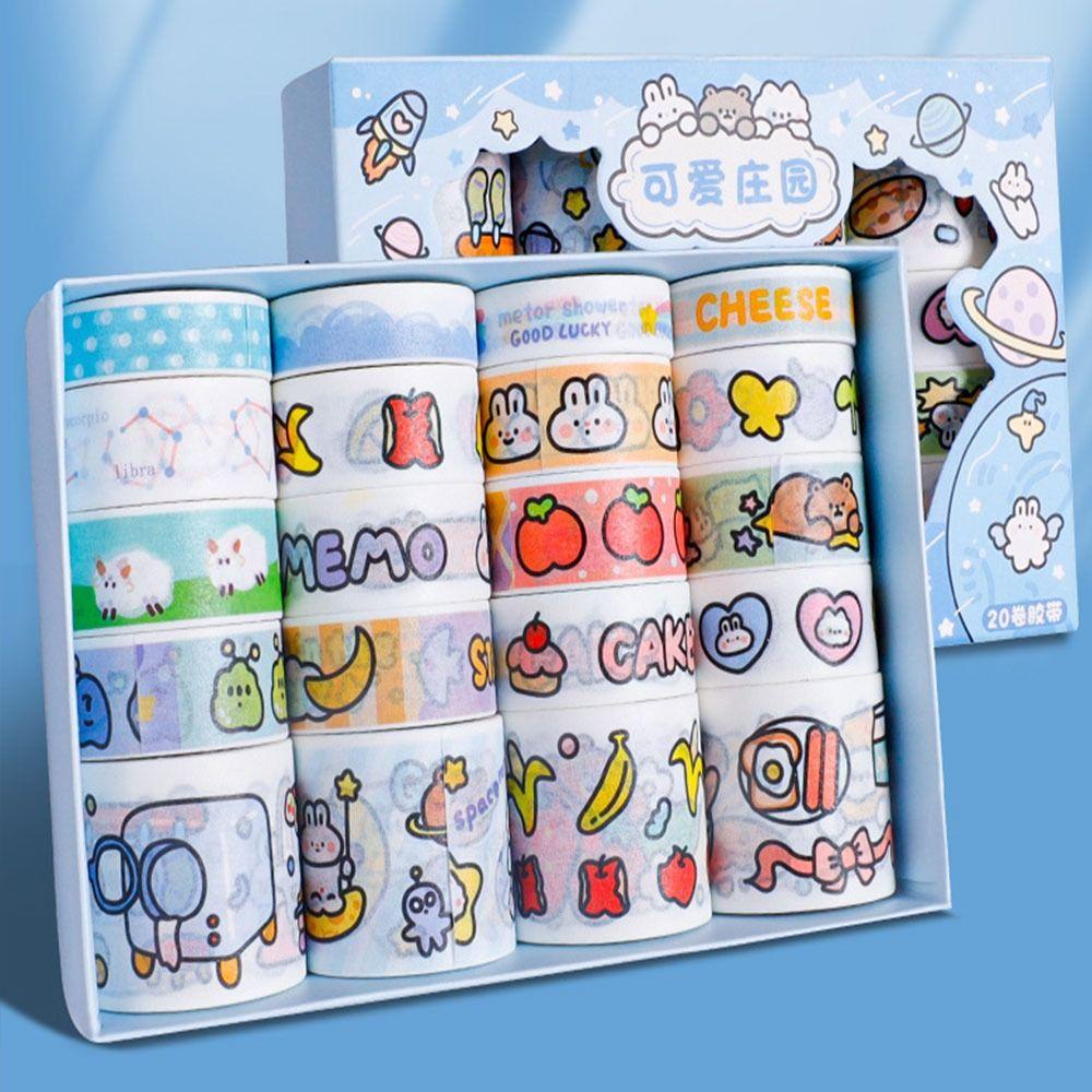 Set 20 Cuộn Băng Keo Washi Họa Tiết Dễ Thương Chất Lượng Cao