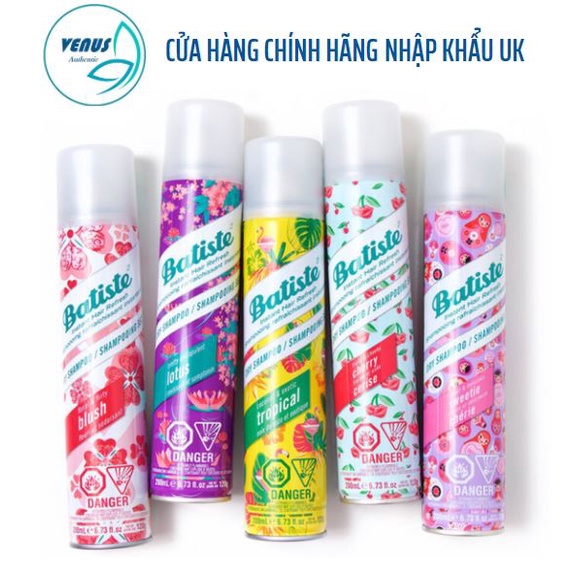 Dầu gội khô Batiste Dry Shampoo 200ml làm sạch tóc hết ngứa gàu và bết dính - Nhập khẩu UK