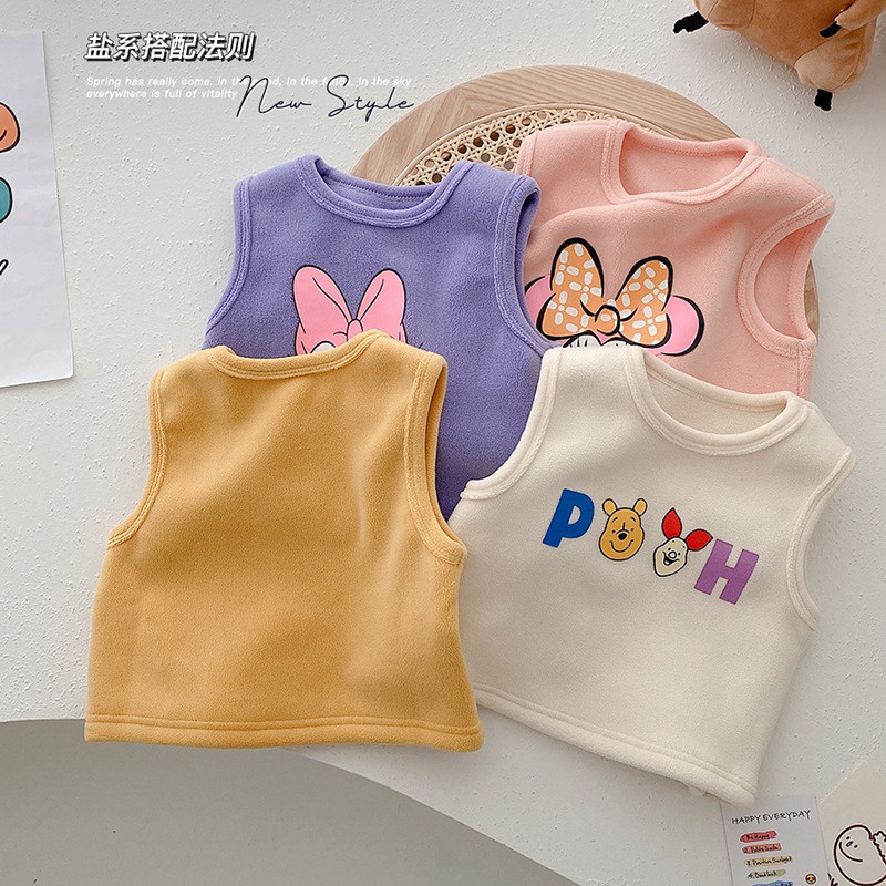 Áo không tay giữ ấm họa tiết hoạt hình đáng yêu dành cho bé