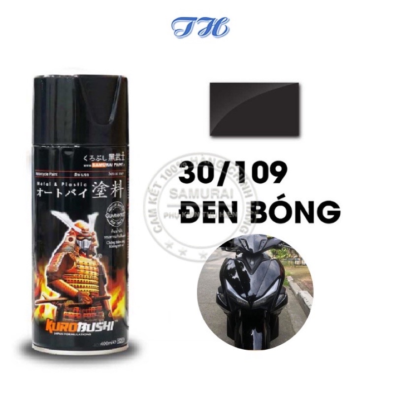 Sơn Xịt Samurai chuyên dùng cho xe máy màu đen bóng 30/109  chống cháy, chống rạn nứt, vòi xịt chống chảy