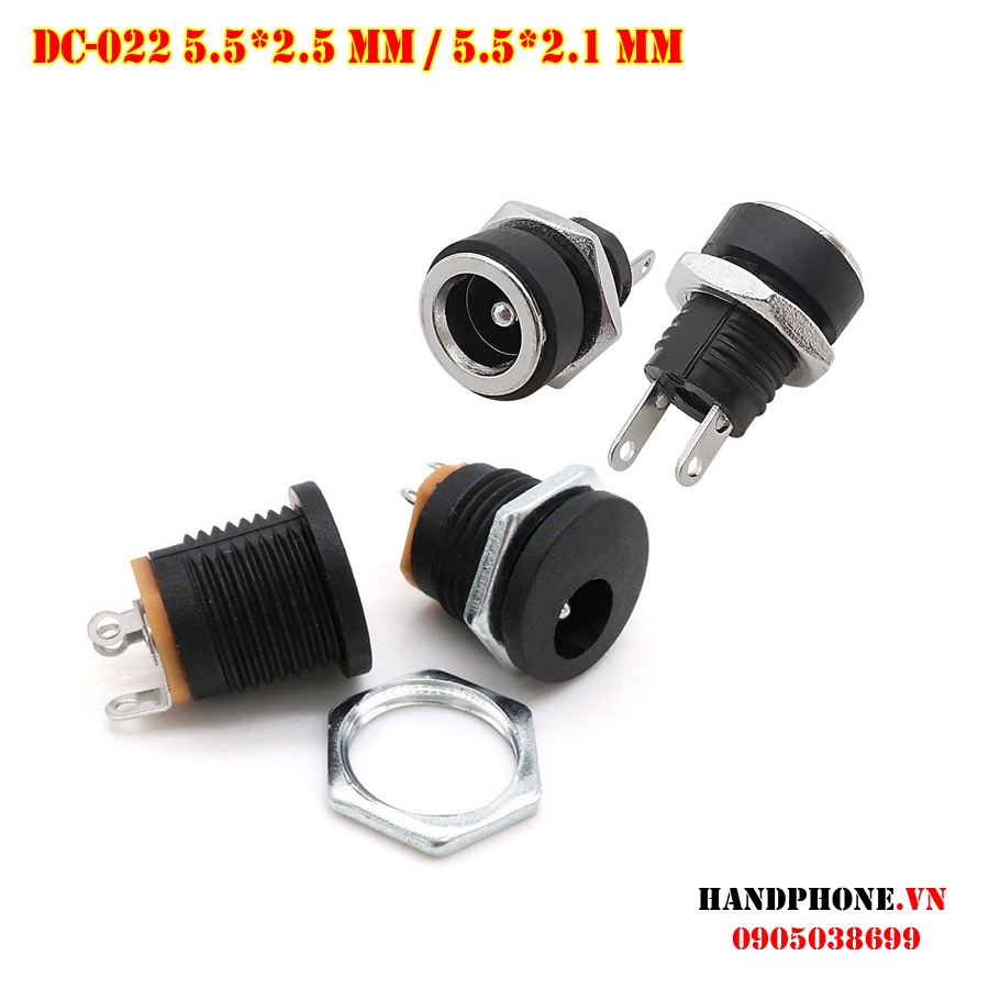 Jack Nguồn Dc Cái Dc Dc - 022 5.5 X 2.1Mm, 5.5 X 2.5 Mm Ren Ốc Vặn Cố Định