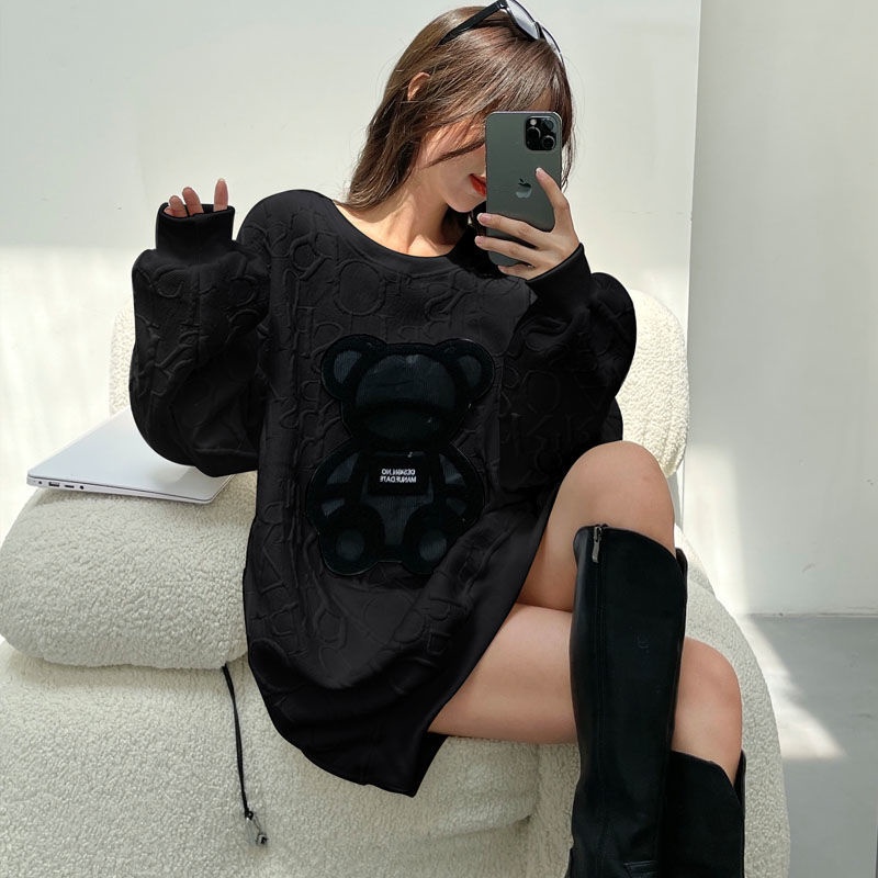 COZOK Áo len nữ dài tay cổ tròn thời trang Hàn