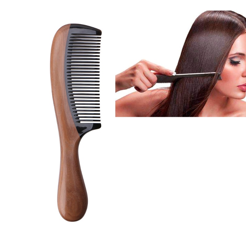 Lược Chải Tóc Tay Cầm Bằng Sừng Ox Tự Nhiên Có Hương Thơm Chăm Sóc Tóc Youy