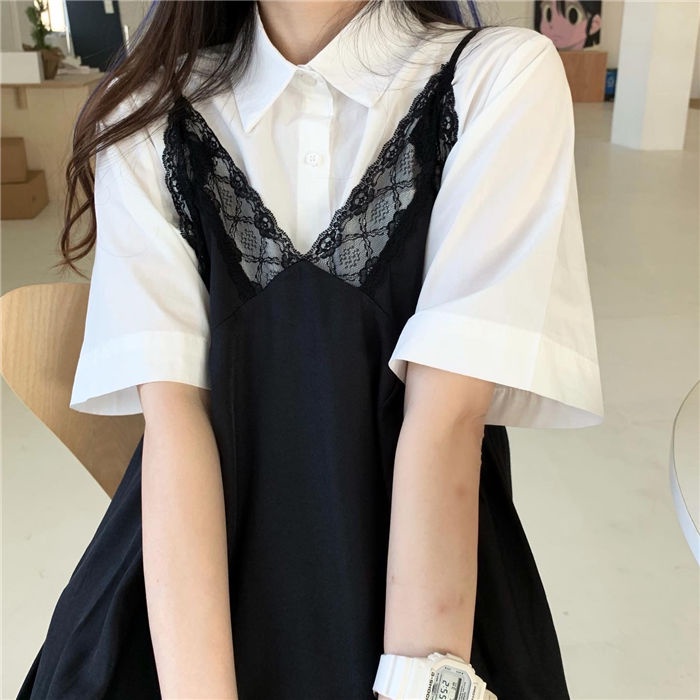 Áo Sơ Mi Ngắn Tay Dáng Rộng Xẻ Lưng Thời Trang Mùa Hè Dành Cho Nữ