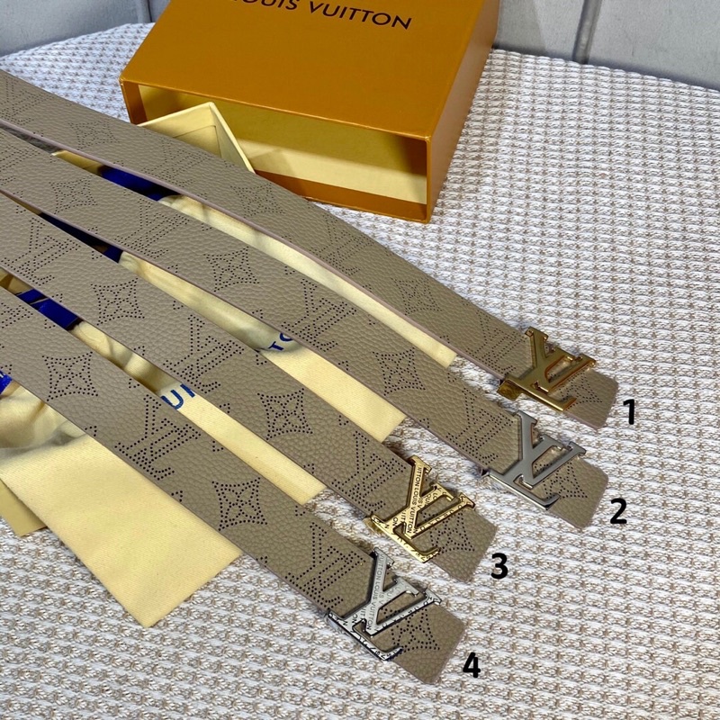 Thắt lưng cao cấp chữ logo thương hiệu Louis Vuitton LV da thật bản rộng 3cm