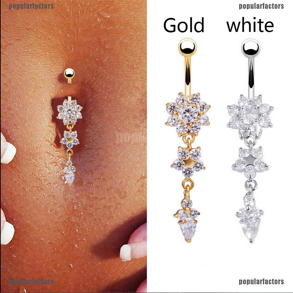 (Phổ Biến) Khuyên Rốn Lủng Lẳng Đính Đá Mới