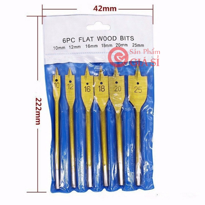 Bộ 6 mũi khoan gỗ - mũi khoan khoét gỗ đuôi cá phủ titanium ❤️freeship❤️
