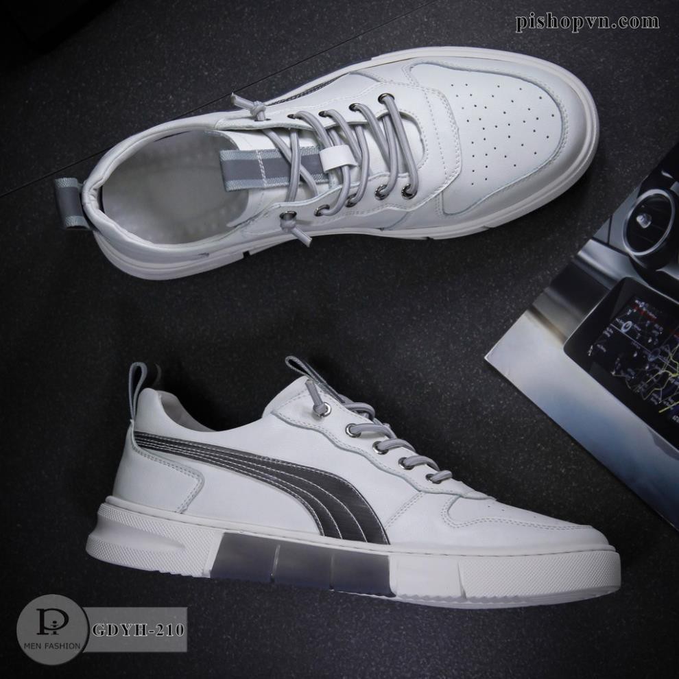 Giày nam màu trắng chất liệu da kiểu dáng sneaker thể thao cao cấp GDYH210 htstore | BigBuy360 - bigbuy360.vn