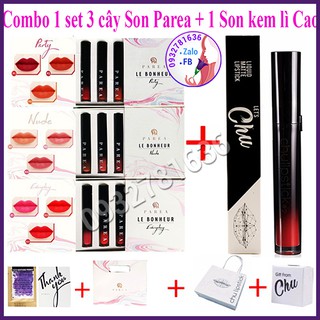 Set son parea và son kem lì chu cao cấp chu lipstick