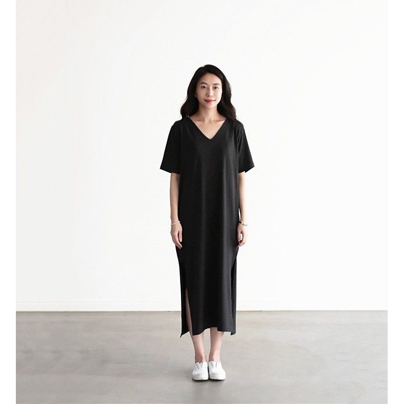 Váy thun cộc tay xẻ vạt sexy chất thun mát (Order) | BigBuy360 - bigbuy360.vn