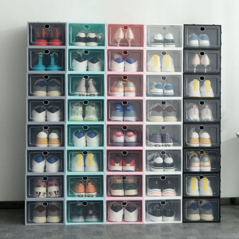 Combo 5 Hộp Đựng Giày Nắp Nhựa Cứng Size To Màu Đen (nắp trái tim)