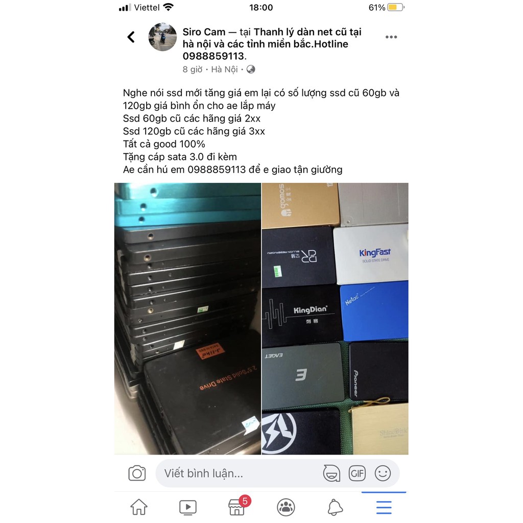 ổ cứng ssd120g, 60gb kèm khay găn ổ cứng+ tặng cáp sata | BigBuy360 - bigbuy360.vn