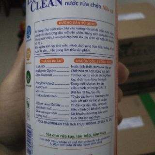 Nước rửa chén bát hữu cơ Layer Clean chai cao cấp
