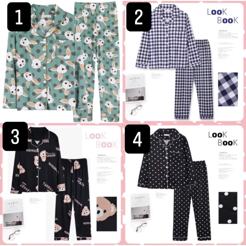 Bộ Pyjama dài tay look book nhiều màu hàng QC cực xinh