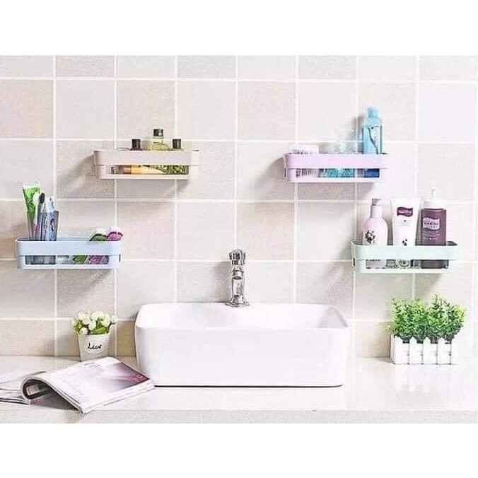 Khay Kệ Nhựa Dán Tường Để Đồ Hình Chữ Nhật