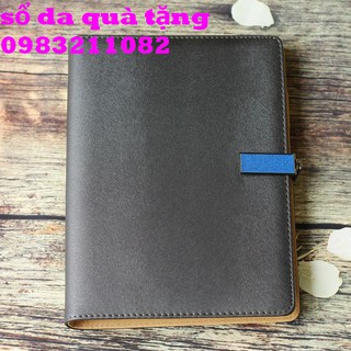 sổ da doanh nghiệp, sổ da màu đen bóng khuy cài kim loại cực sang chảnh