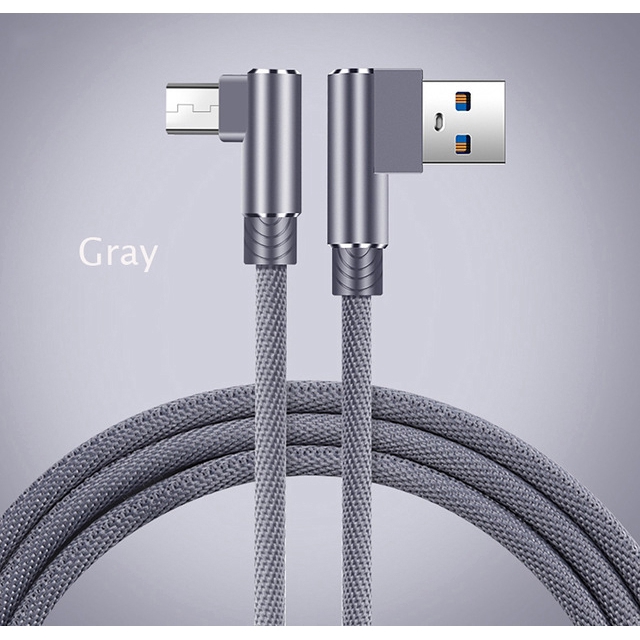 Dây cáp sạc nhanh và truyền dữ liệu Type-C Micro USB dài 1M góc 90 độ cho Iphone OPPO Xiaomi