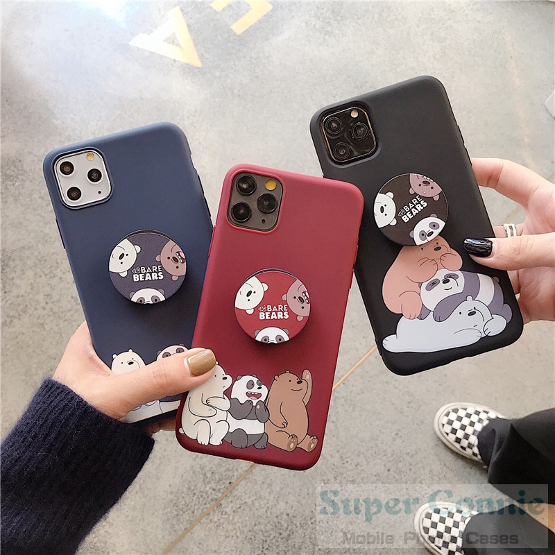 Ốp điện thoại in hình We Bare Bears kèm giá đỡ cho iphone 12 Pro Max iPhone 11 Pro Max iPhone 6s 6 7 8 Plus X XS Max XR 12 mini | BigBuy360 - bigbuy360.vn