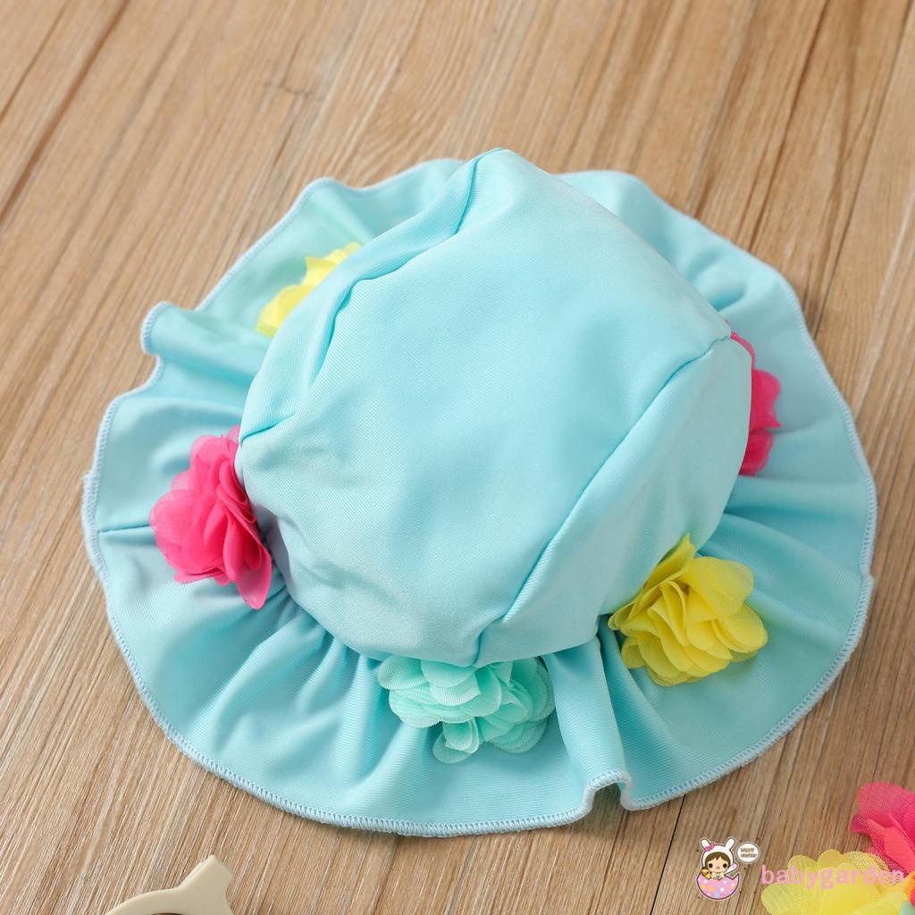 Bộ Đồ Bơi Ba Mảnh Cổ Yếm In Hoa Chống Nắng Dành Cho Bé Gái 0-24 Tháng Tuổi